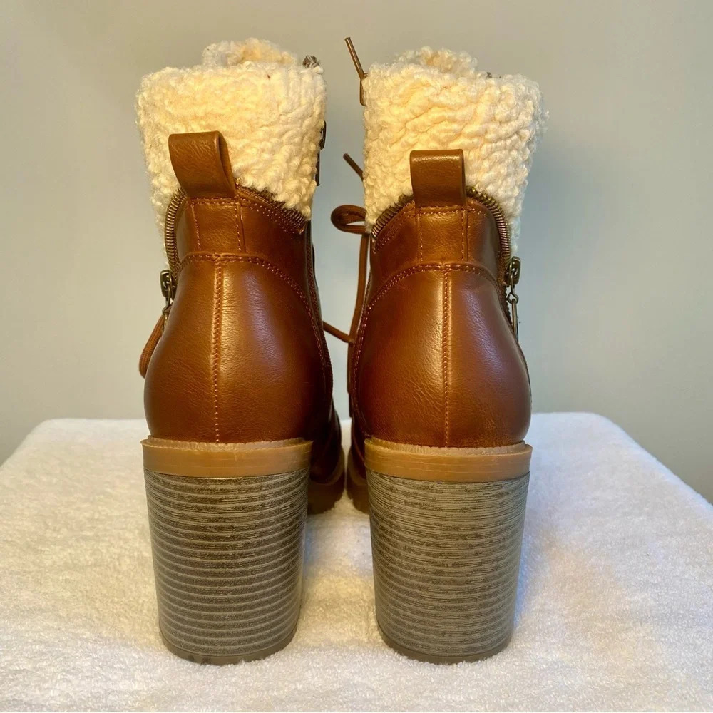GBG G By Guess Jesera Sherpa Fleece Lined Heeled Ankle Boots Size 9.5 - Picture 5 of 9